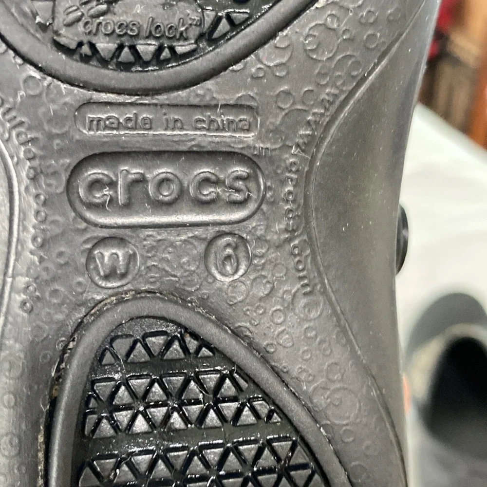 CROCS Black and Leopard Print Sandals
